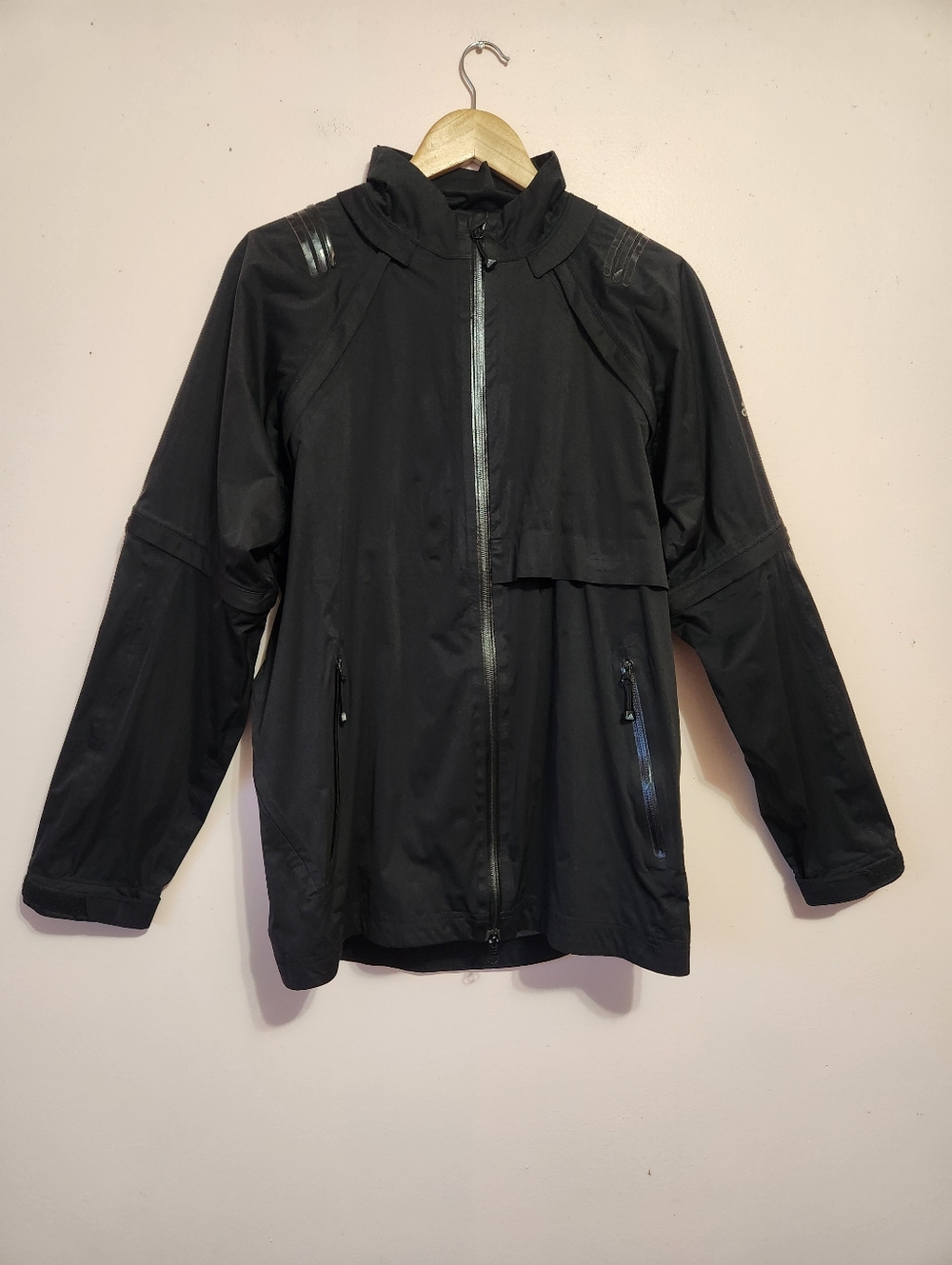 Adidas Black Matte Golf 3-Way Convertible ClimaProof Jacket Windbreaker Men's M